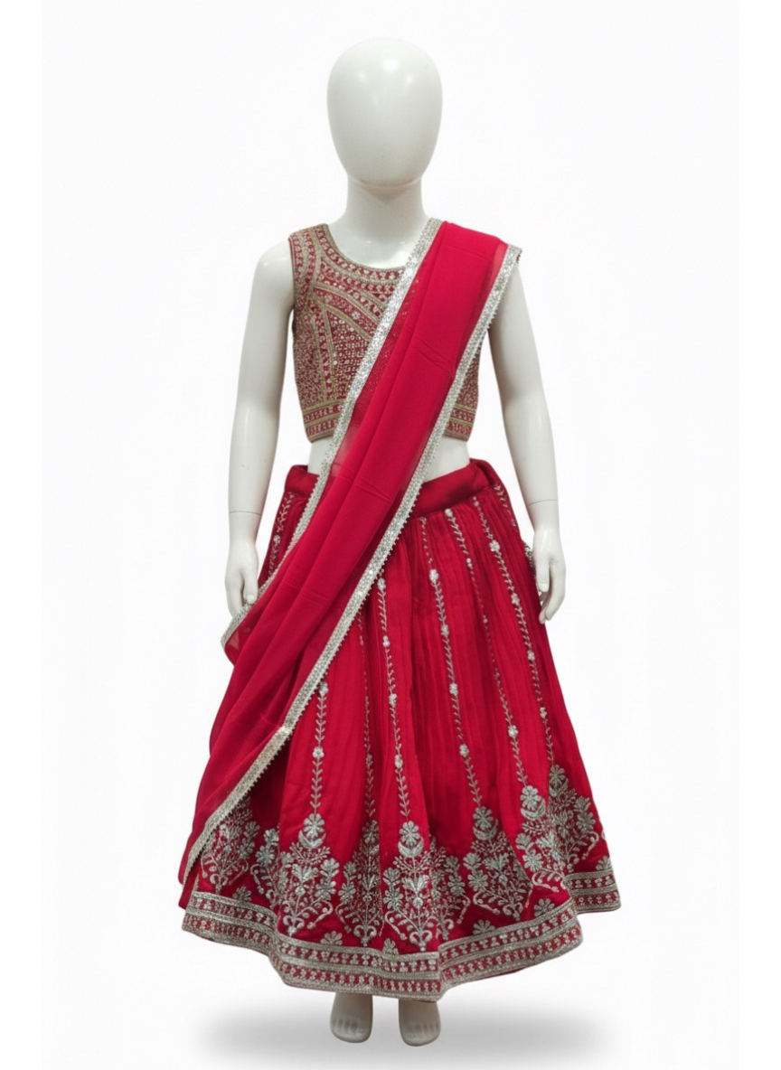 Red Ethnic Lehenga Set (2–3 Years)