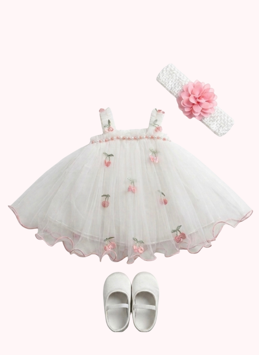 White Net Party Dress (0-6M)