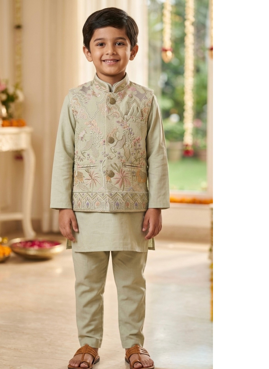 Pista Green Boys Kurta Set