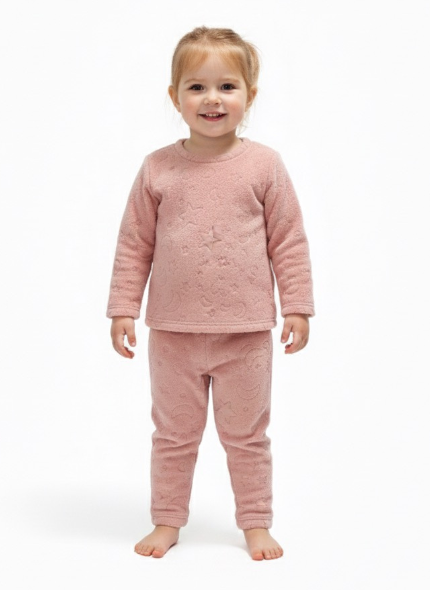 Pink Velvet Night Suit Set for Kids