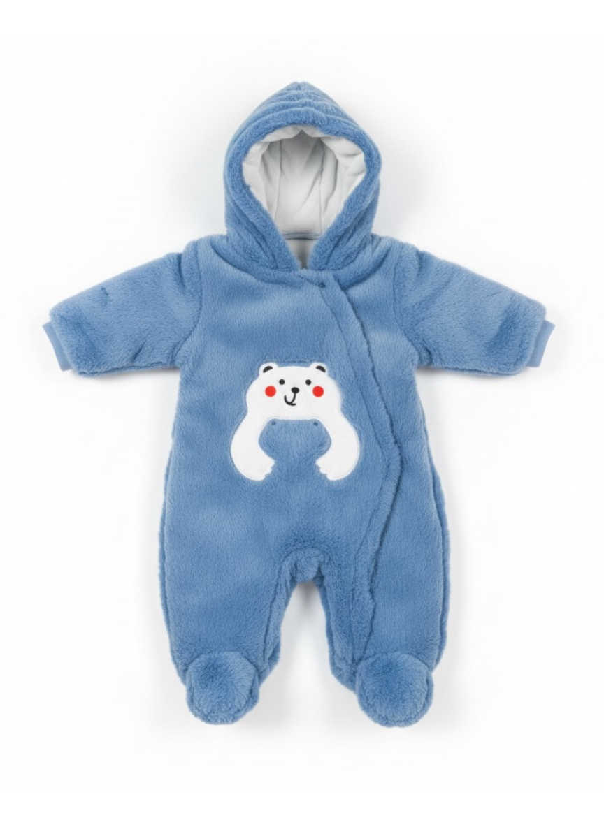 Teddy Blue Cotton Baby Romper