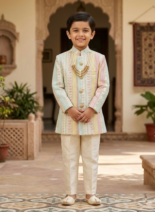 Green Boys Indo Western Set