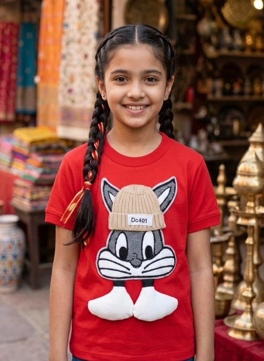 Red Bunny Printed T-Shirt (5–9 Years)