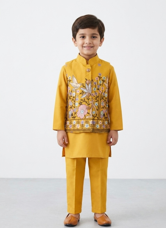 Yellow Embroidered Kurta Set