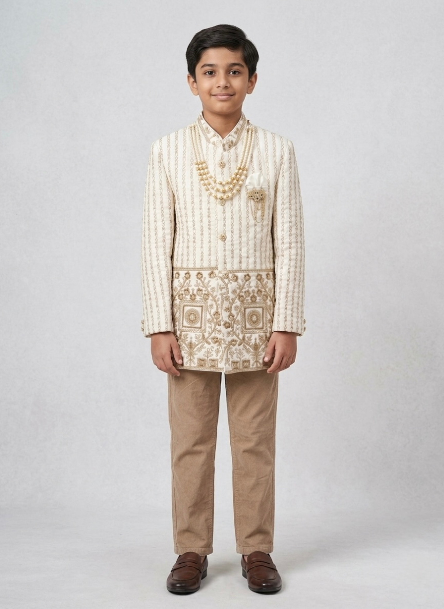 White Boys Sherwani Set