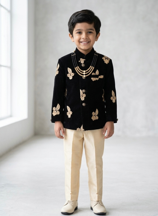 Boys Black Indo Western Set