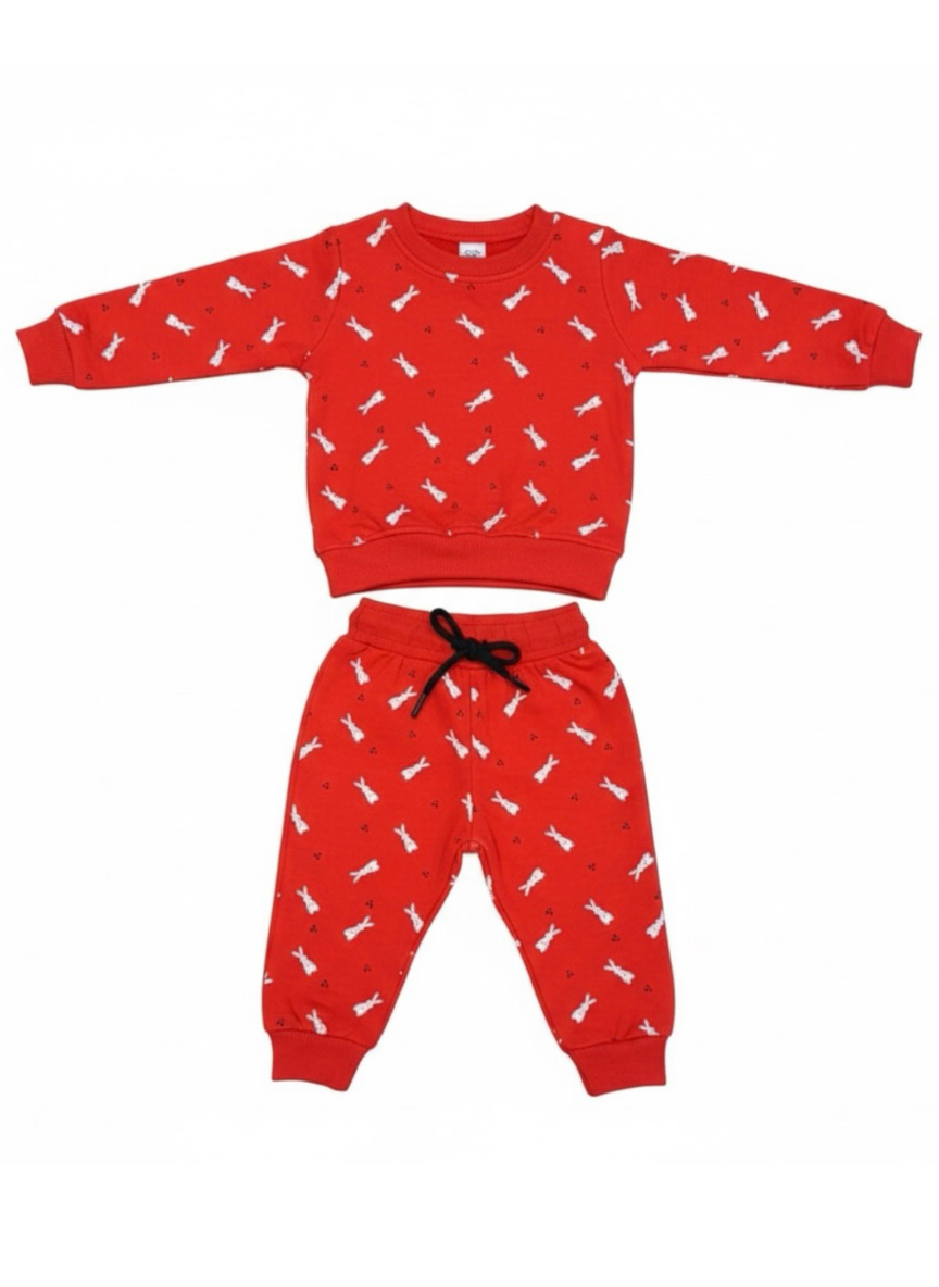 Boys Red Bunny Cotton Co-Ord Set