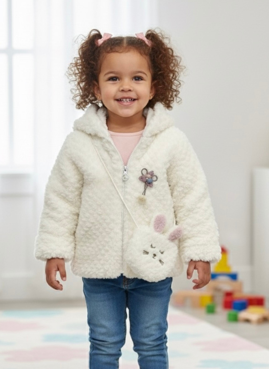 Girls  White Pearl Fur Jacket