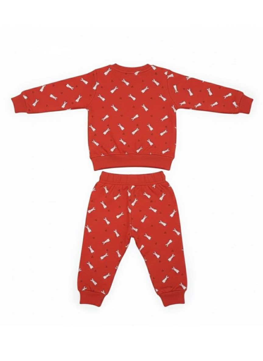 Boys Red Bunny Cotton Co-Ord Set