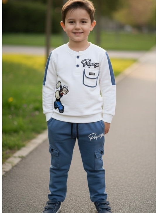 Boys Popoyes Blue & White Full Set