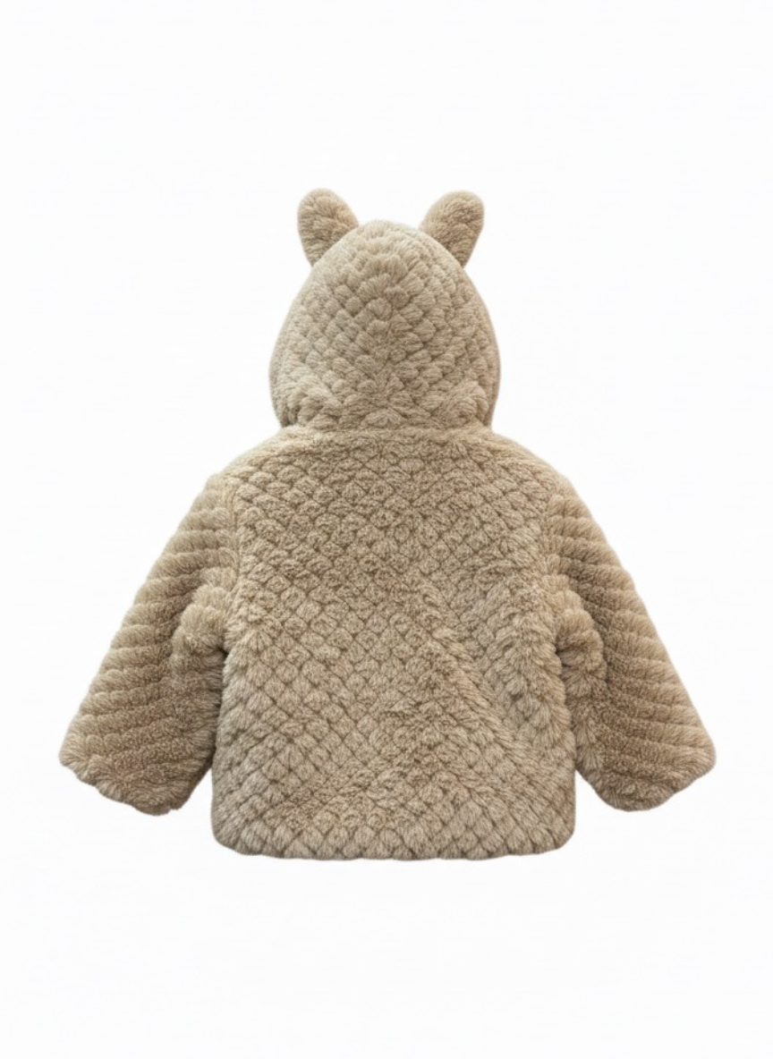 Girls Brown Pearl Fur Jacket