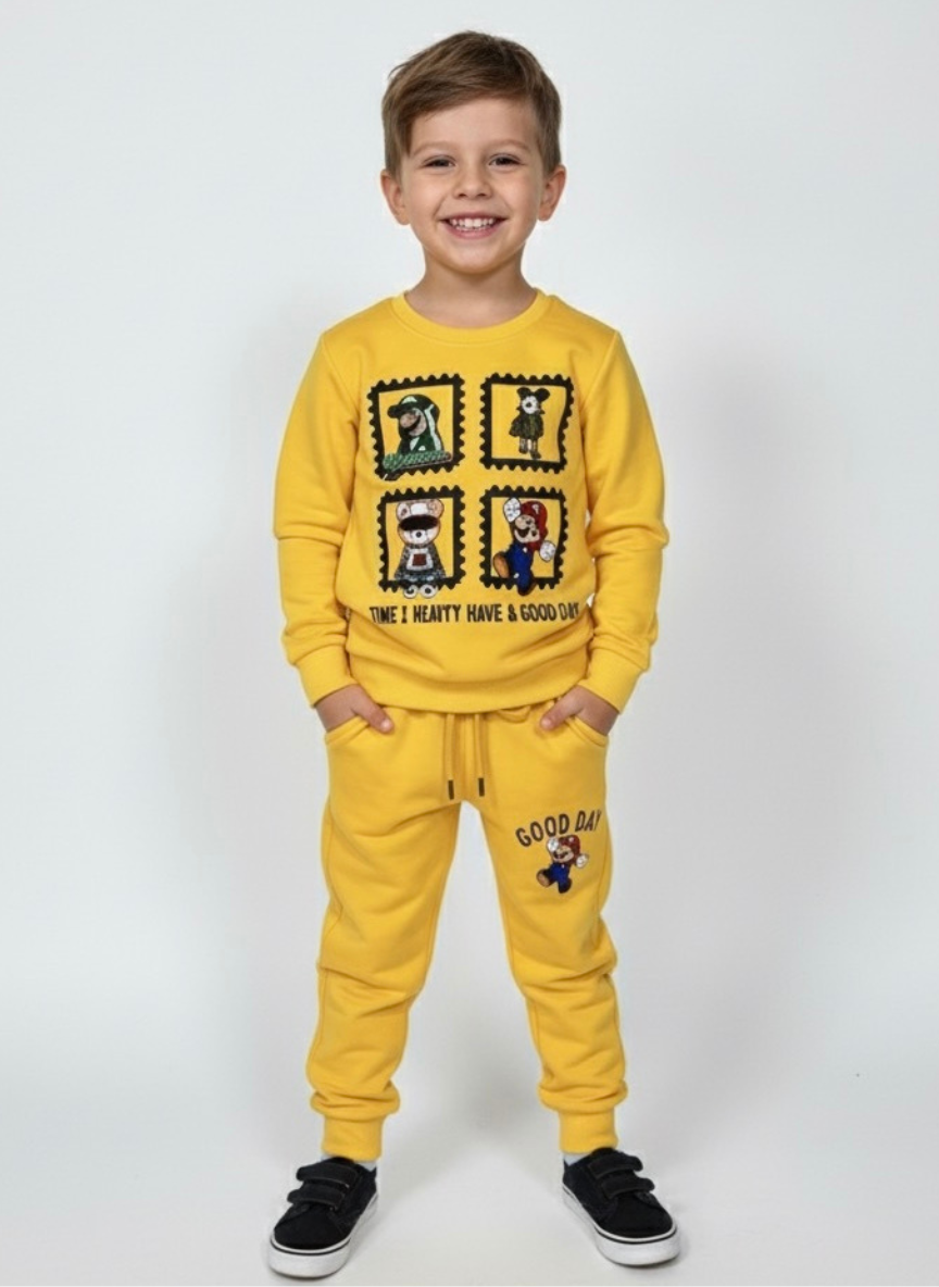 Boys Mario Cotton Co-Ord Set – Yellow