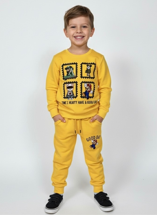 Boys Mario Cotton Co-Ord Set – Yellow