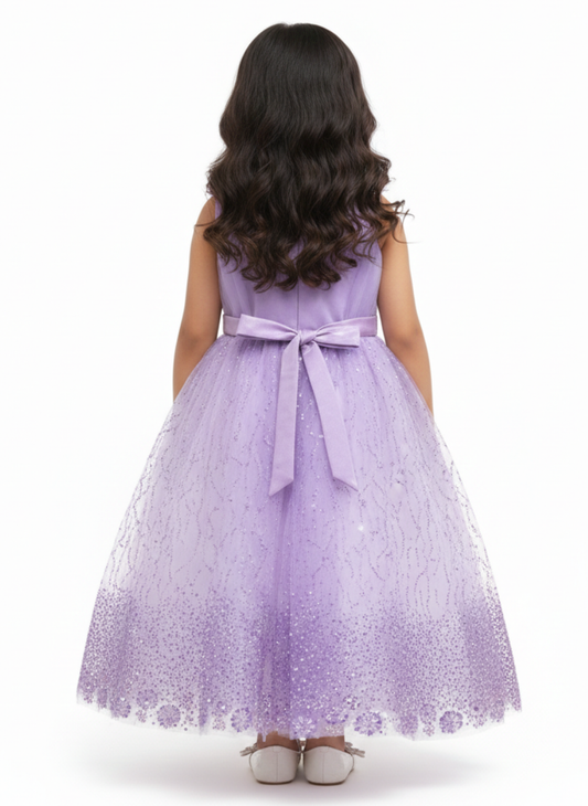 Girls Purple Party Gown (5–8 Years)