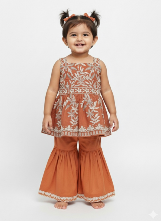NB Peach Sharara Set (2–3 Years)