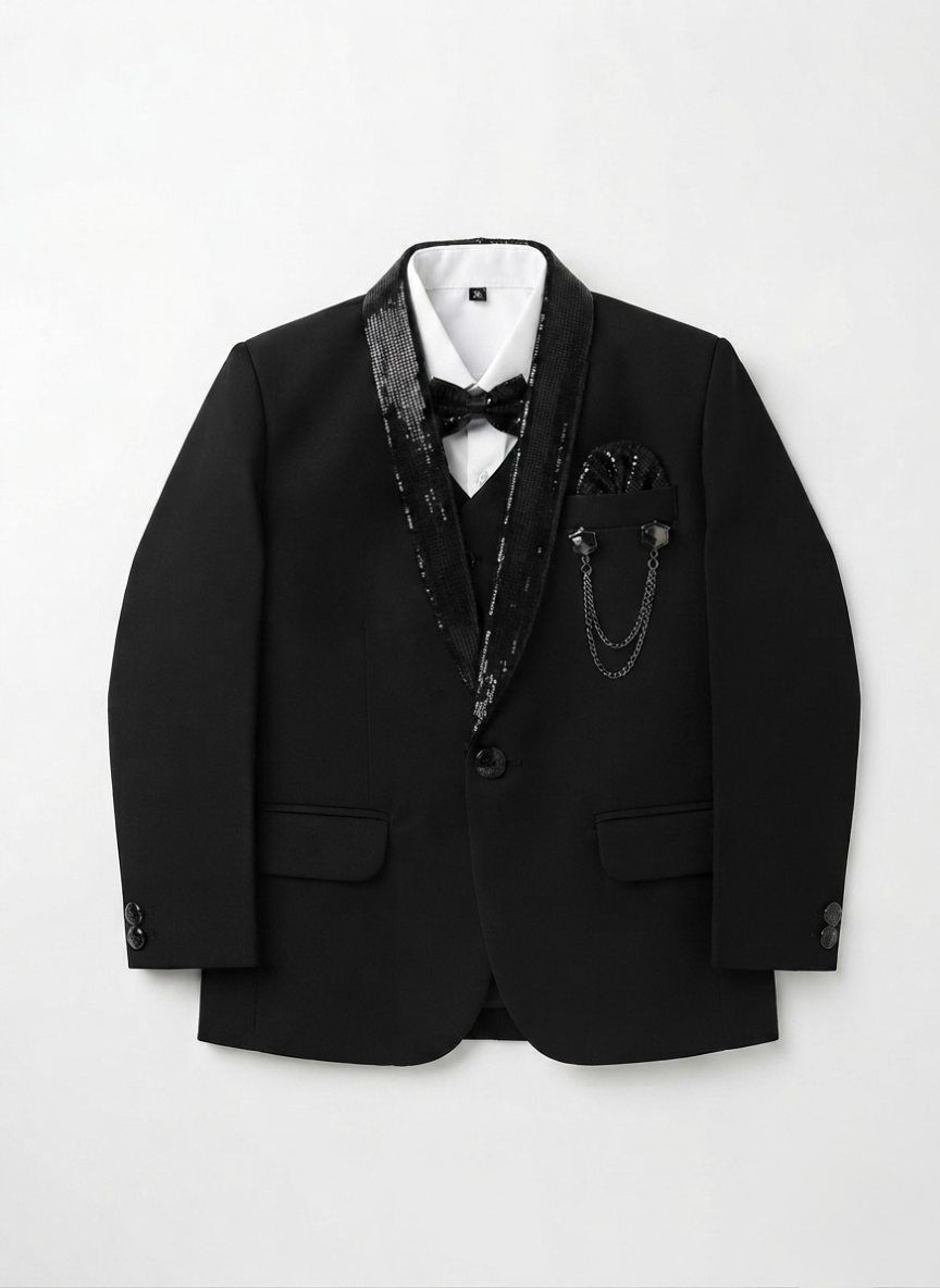 Black 3-Piece Blazer Set for Boys