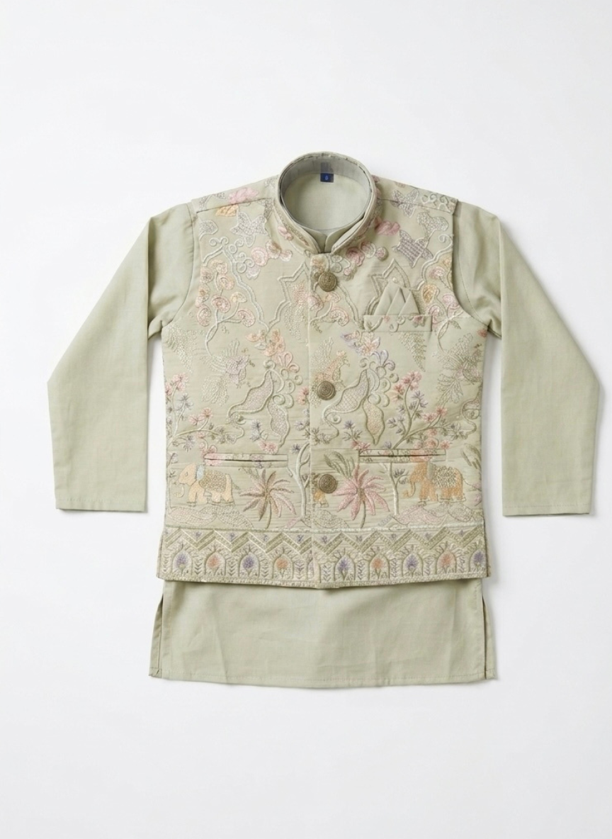 Pista Green Boys Kurta Set