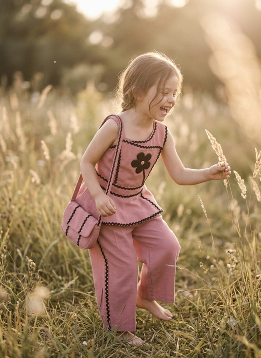 Pink Cotton Co-Ord Set for Girls