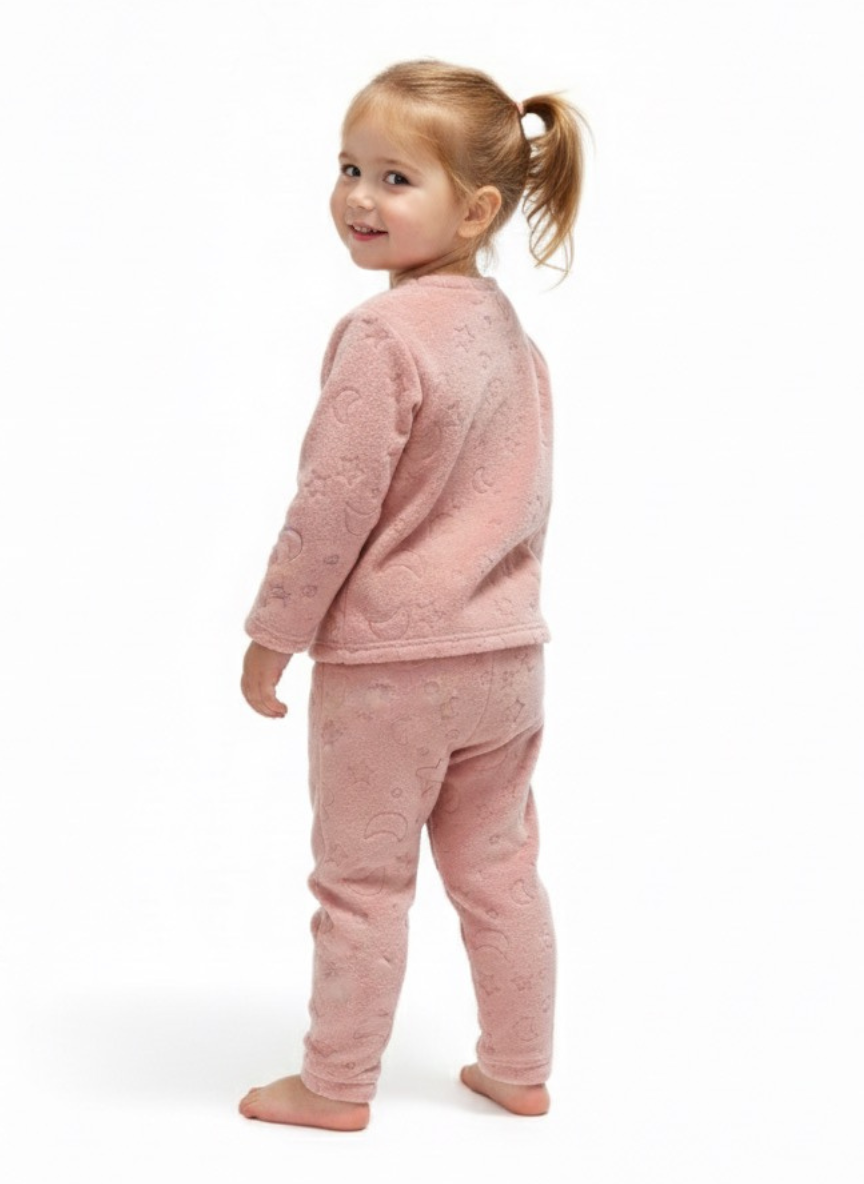 Pink Velvet Night Suit Set for Kids