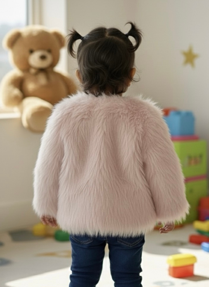 Girls pink Pearl Fur Jacket