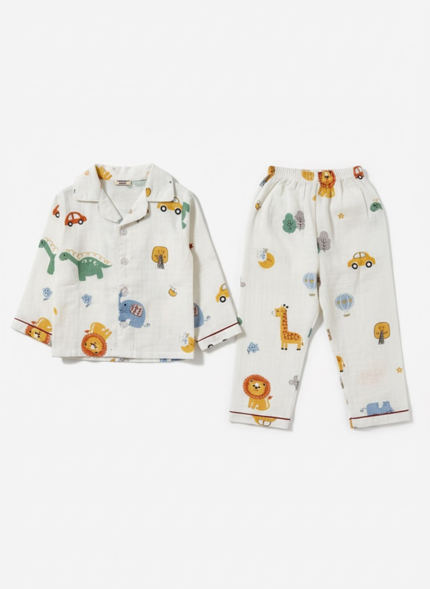 Cream Cotton Night Suit for Babies