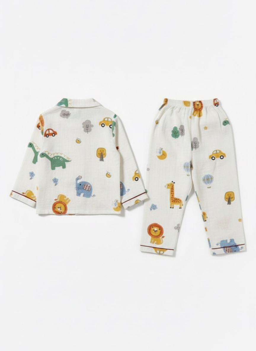 Cream Cotton Night Suit for Babies