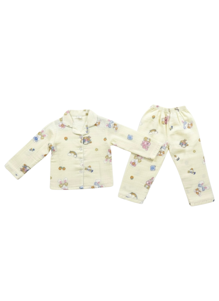 Light Yellow Cotton Night Suit for Babies