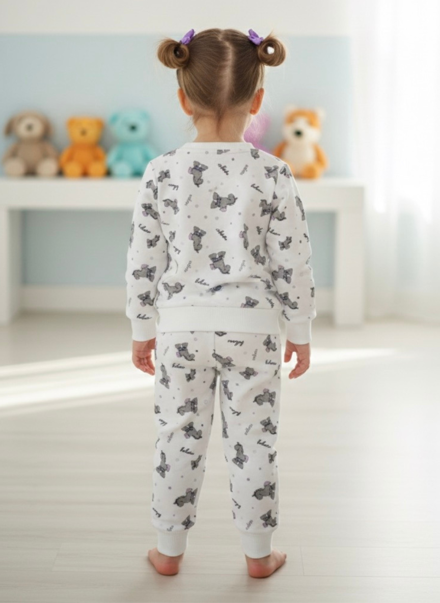 White Unicorn Printed Co-Ord Set (Cotton Mix)