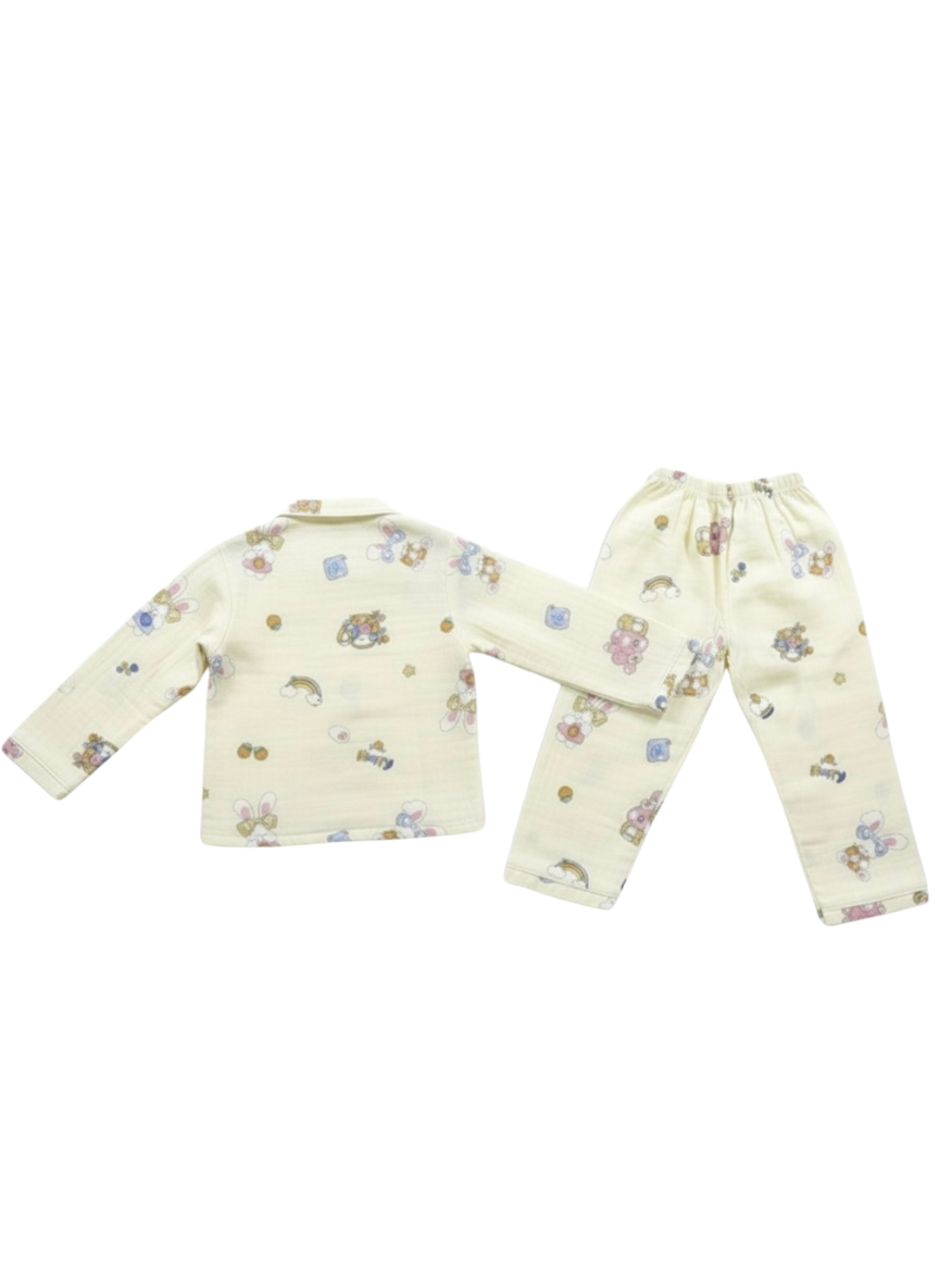 Light Yellow Cotton Night Suit for Babies