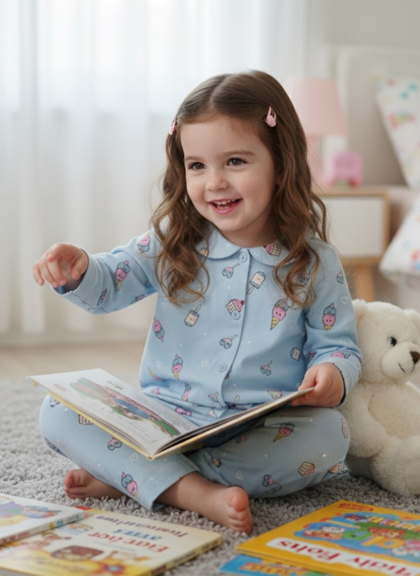 Blue Cotton Night Suit for Babies