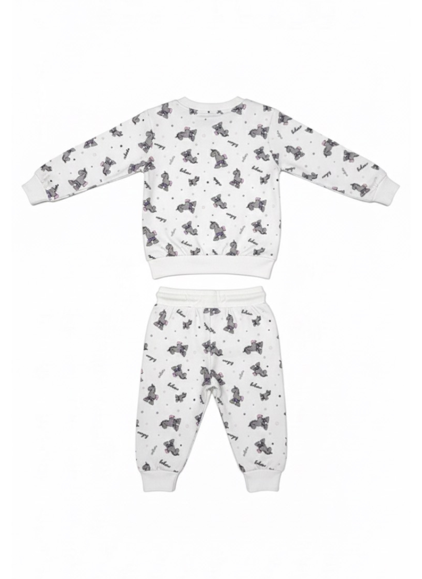 White Unicorn Printed Co-Ord Set (Cotton Mix)