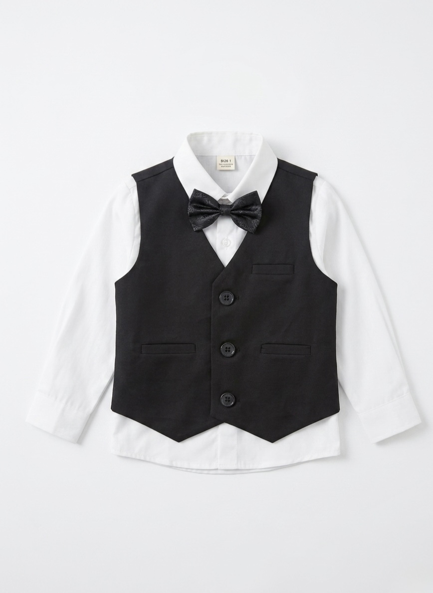 Black 3-Piece Blazer Set for Boys