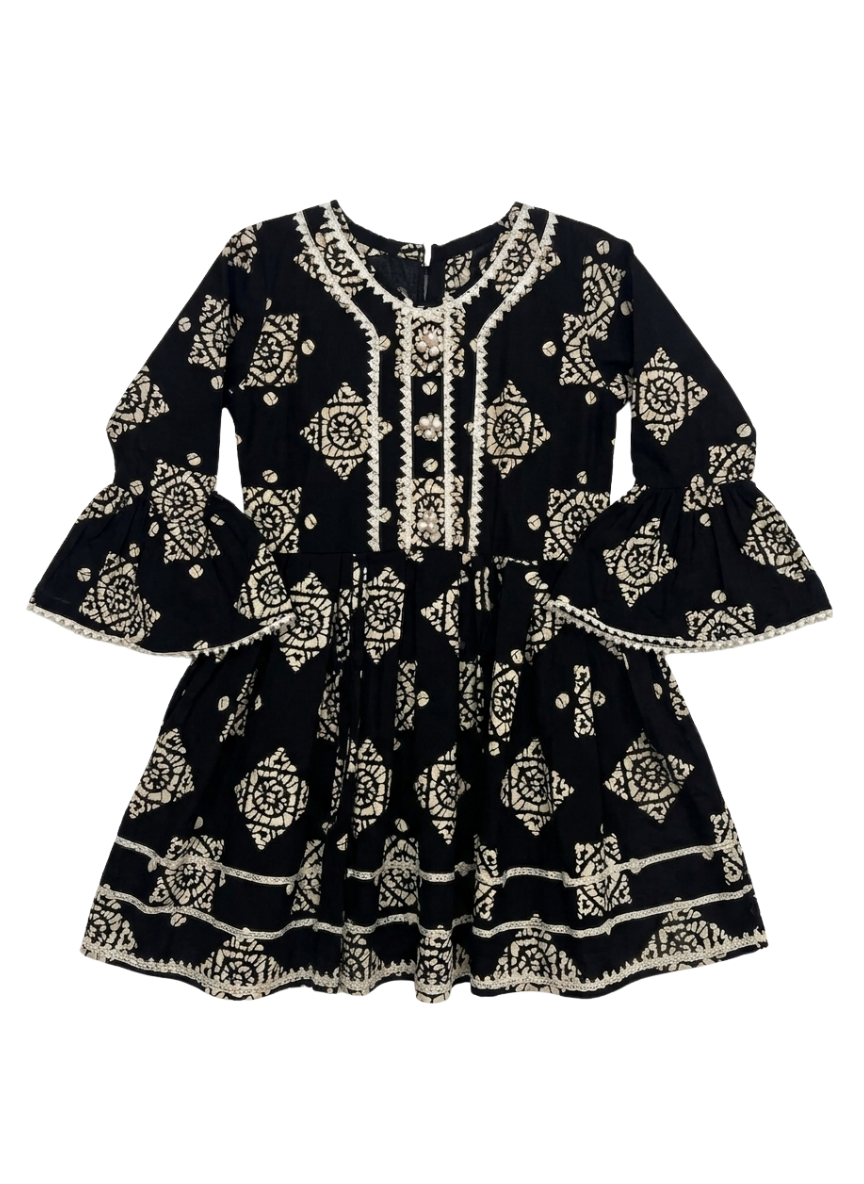 Cotton Black & White Sharara Set (5–10 Years)