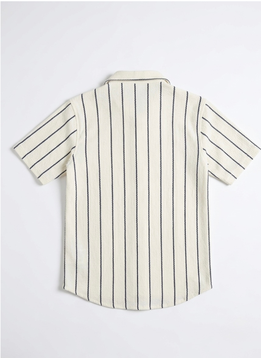 White Textured Stripe Shirt