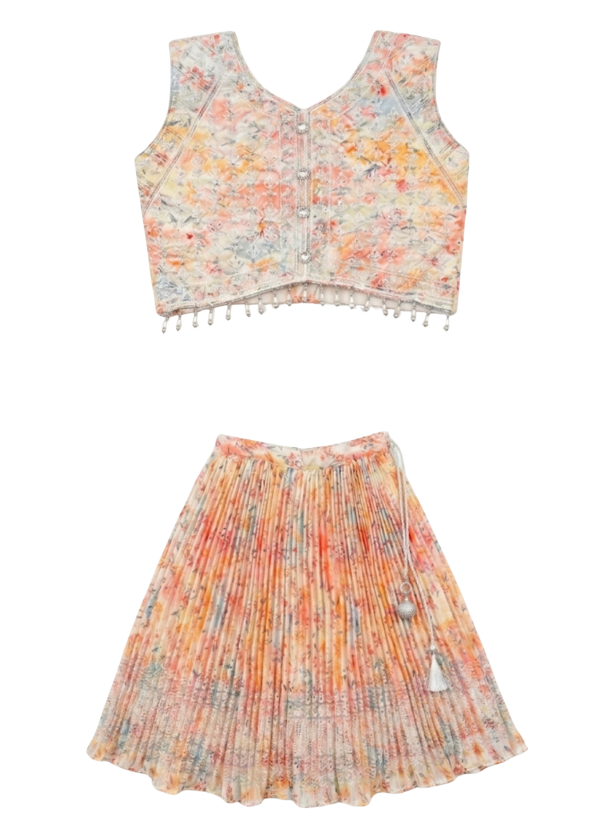 Orangish Ethnic Lehenga Set (5–10 Years)