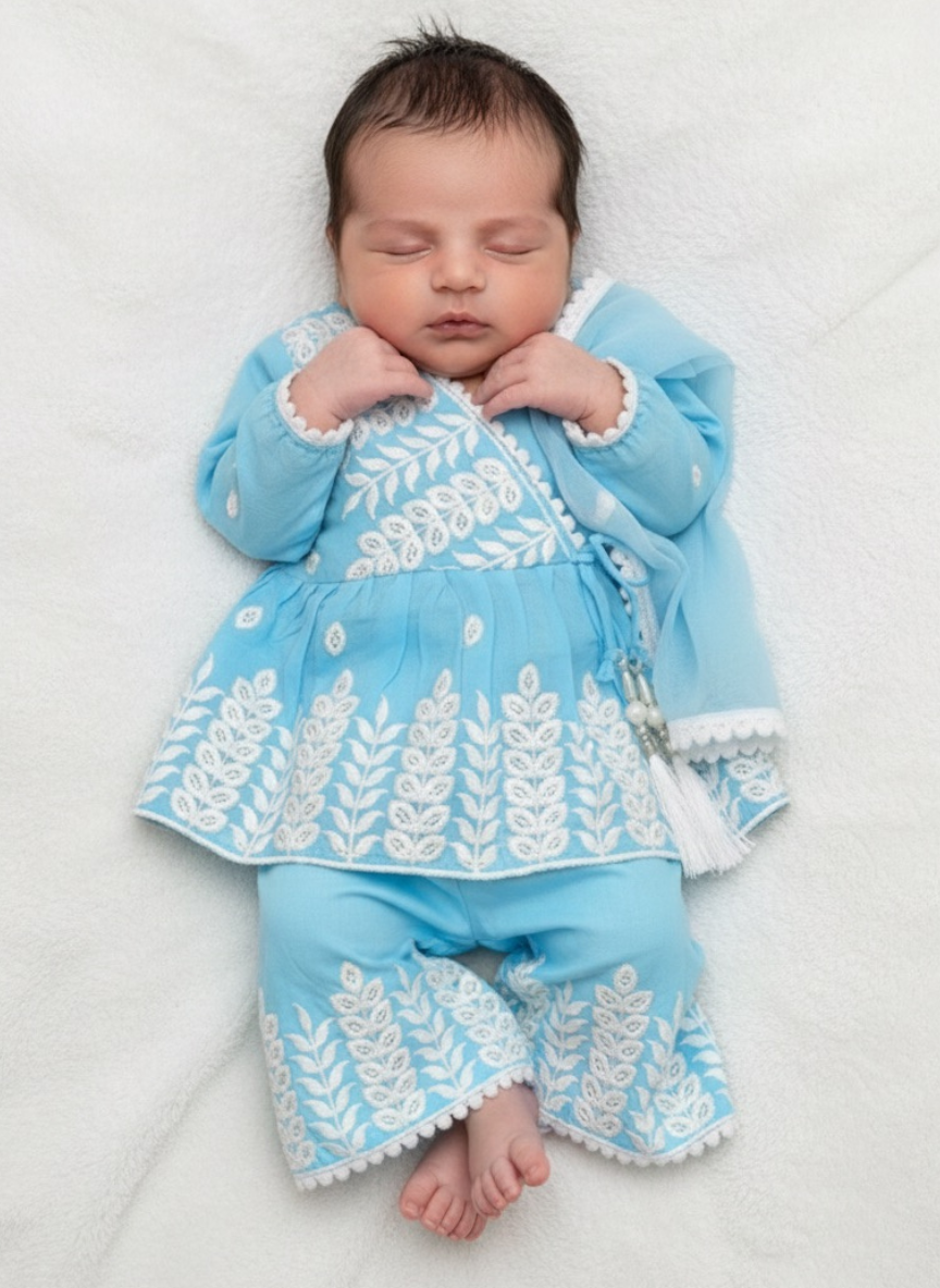 NB Sky Blue Ethnic Suit (6 Months–1 Year)
