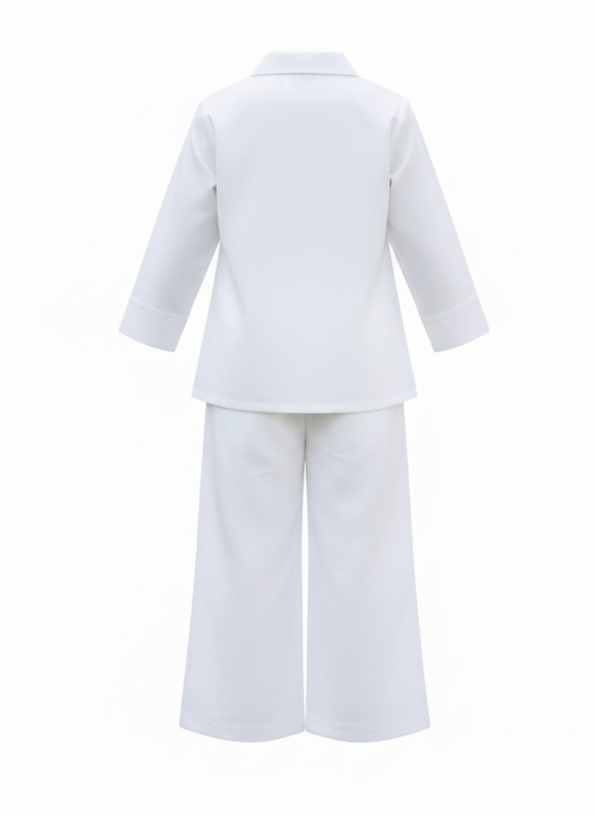 Girls White Embroidered Ethnic Set