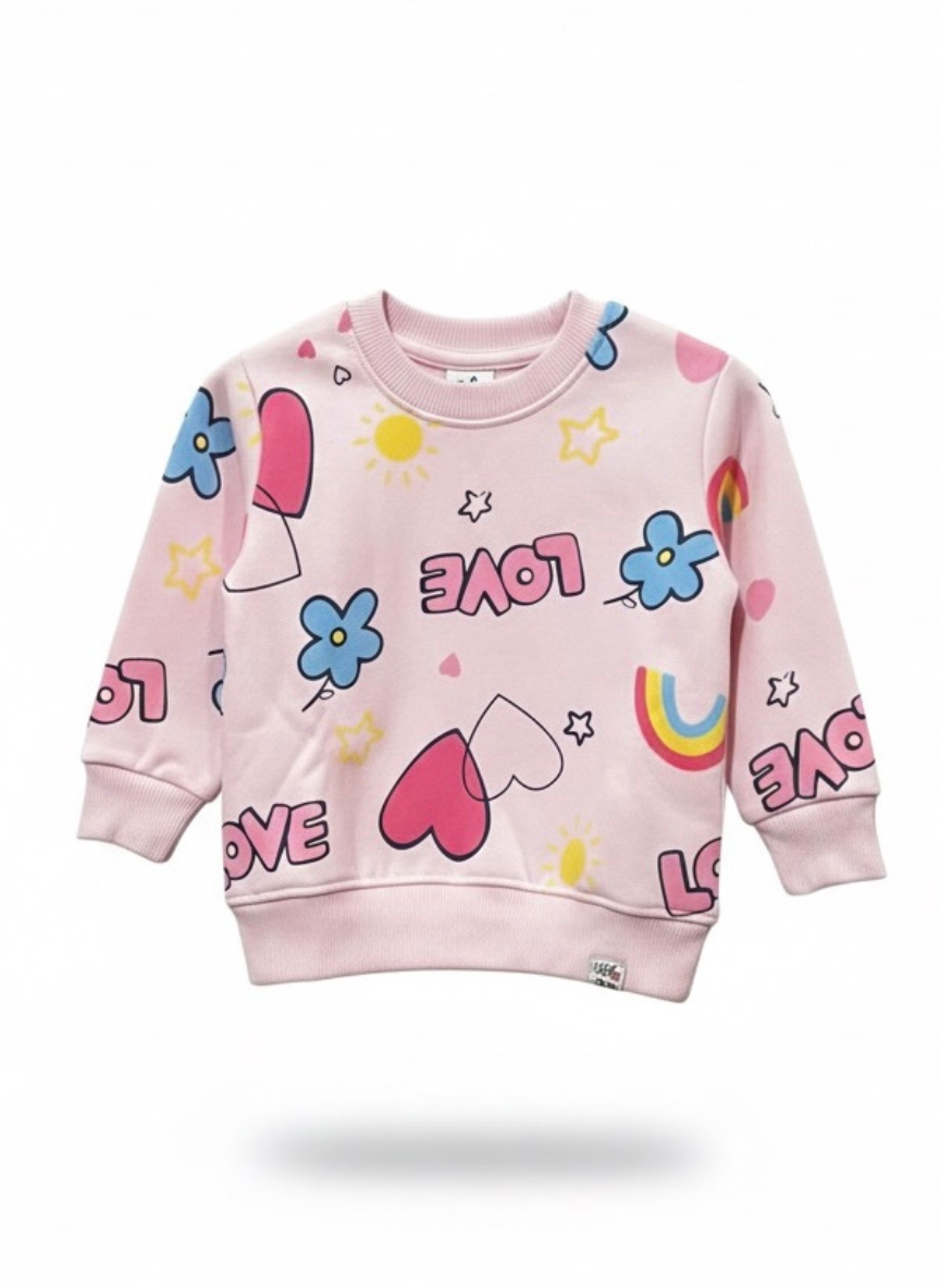 Baby Girls Pink Heart Print Fleece Co-Ord Set