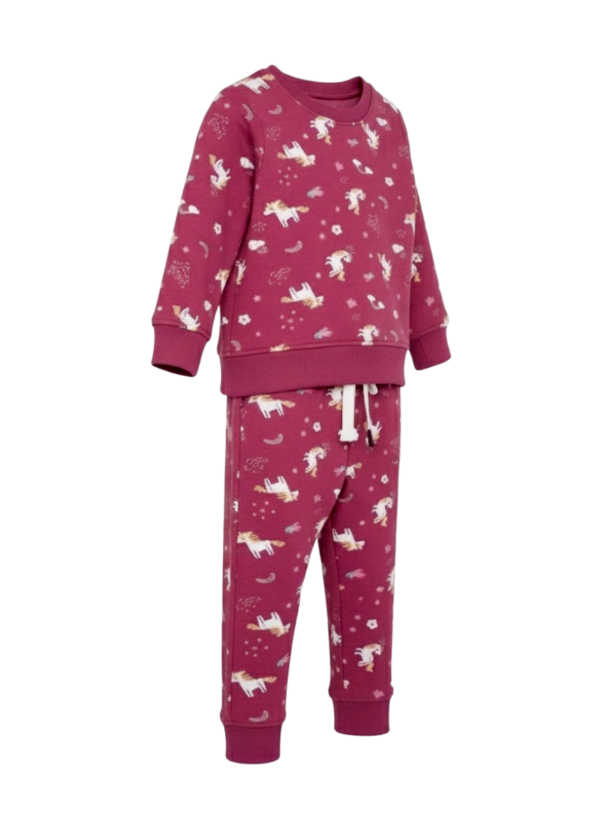 Girls Pink Unicorn Printed Co-Ord Set