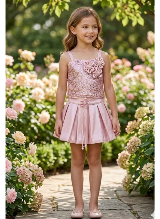 Girls Pink Skirt & Top Set (5, 9 & 10 Years)