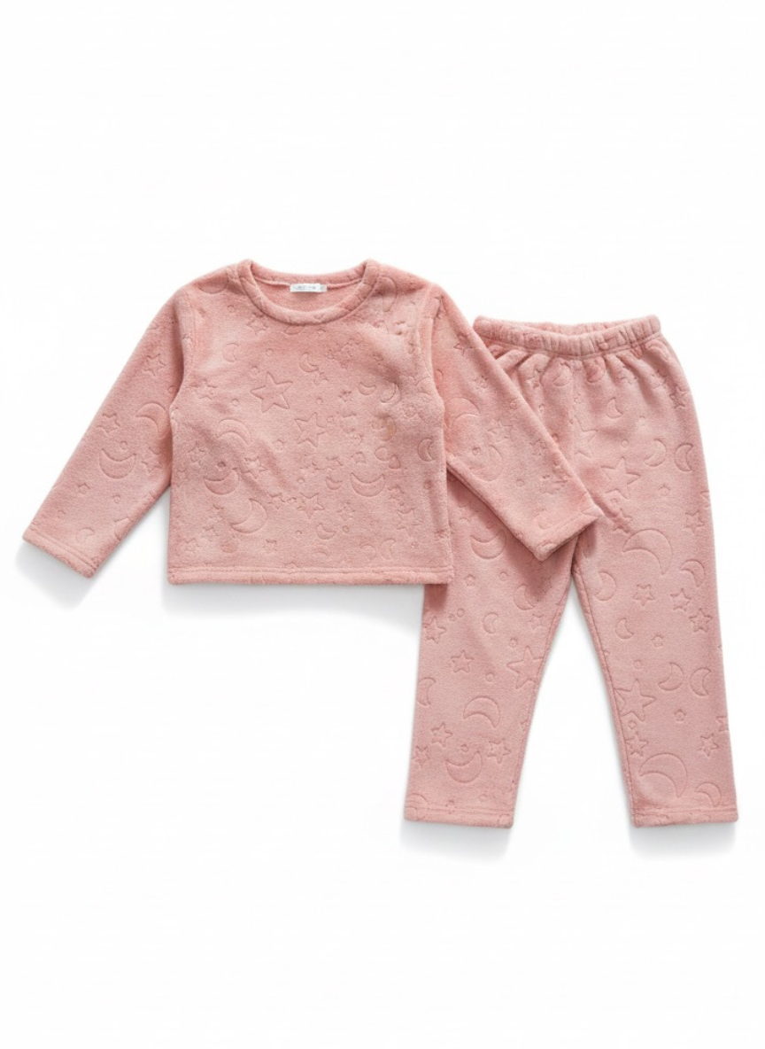 Pink Velvet Night Suit Set for Kids