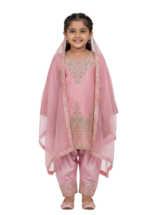 Pink Farshi Salwar Set (4–8 Years)