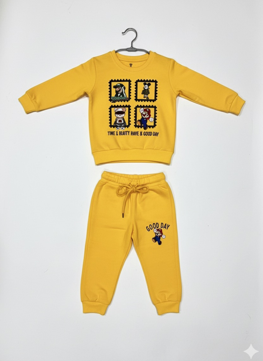 Boys Mario Cotton Co-Ord Set – Yellow