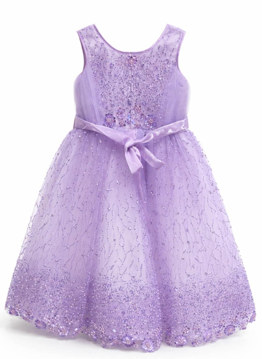 Girls Purple Party Gown (5–8 Years)