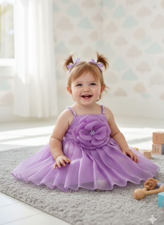 Pink Floral Party Dress (0–6 Months)