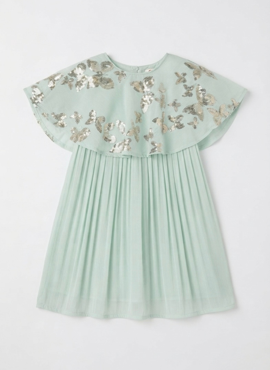 Mint Butterfly Cape Party Dress