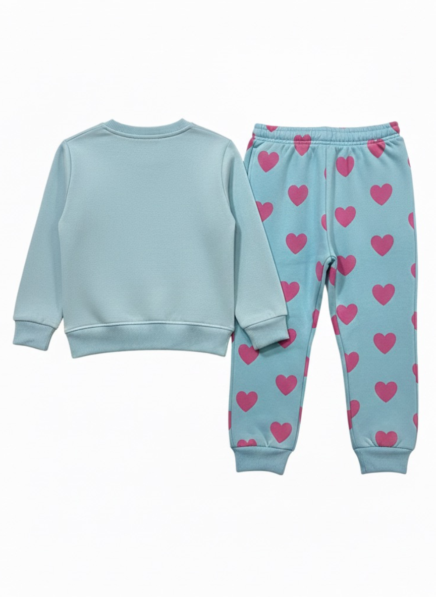 Blue Heart Fleece Co-Ord Set for Girls