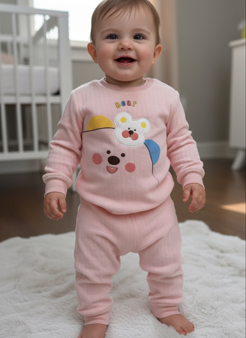 Light Pink Velvet Co-ord Set for Babies