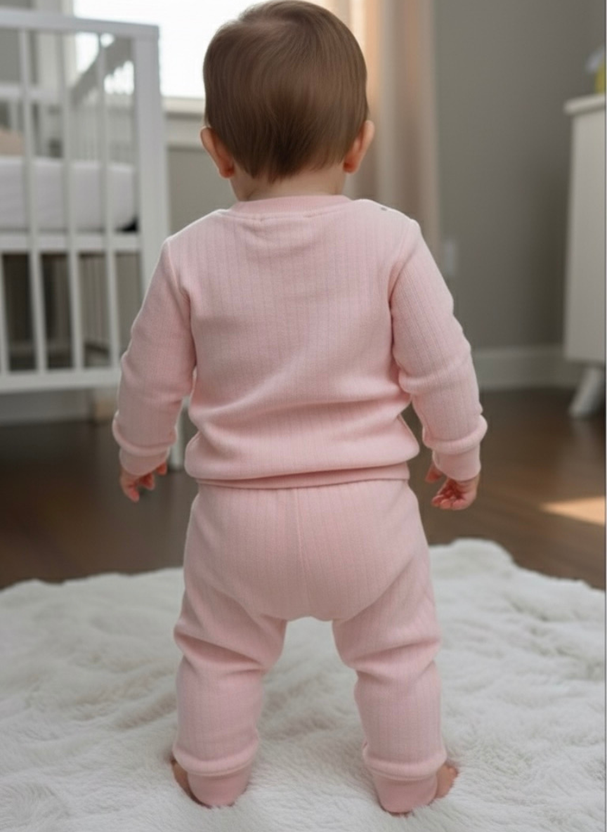 Light Pink Velvet Co-ord Set for Babies
