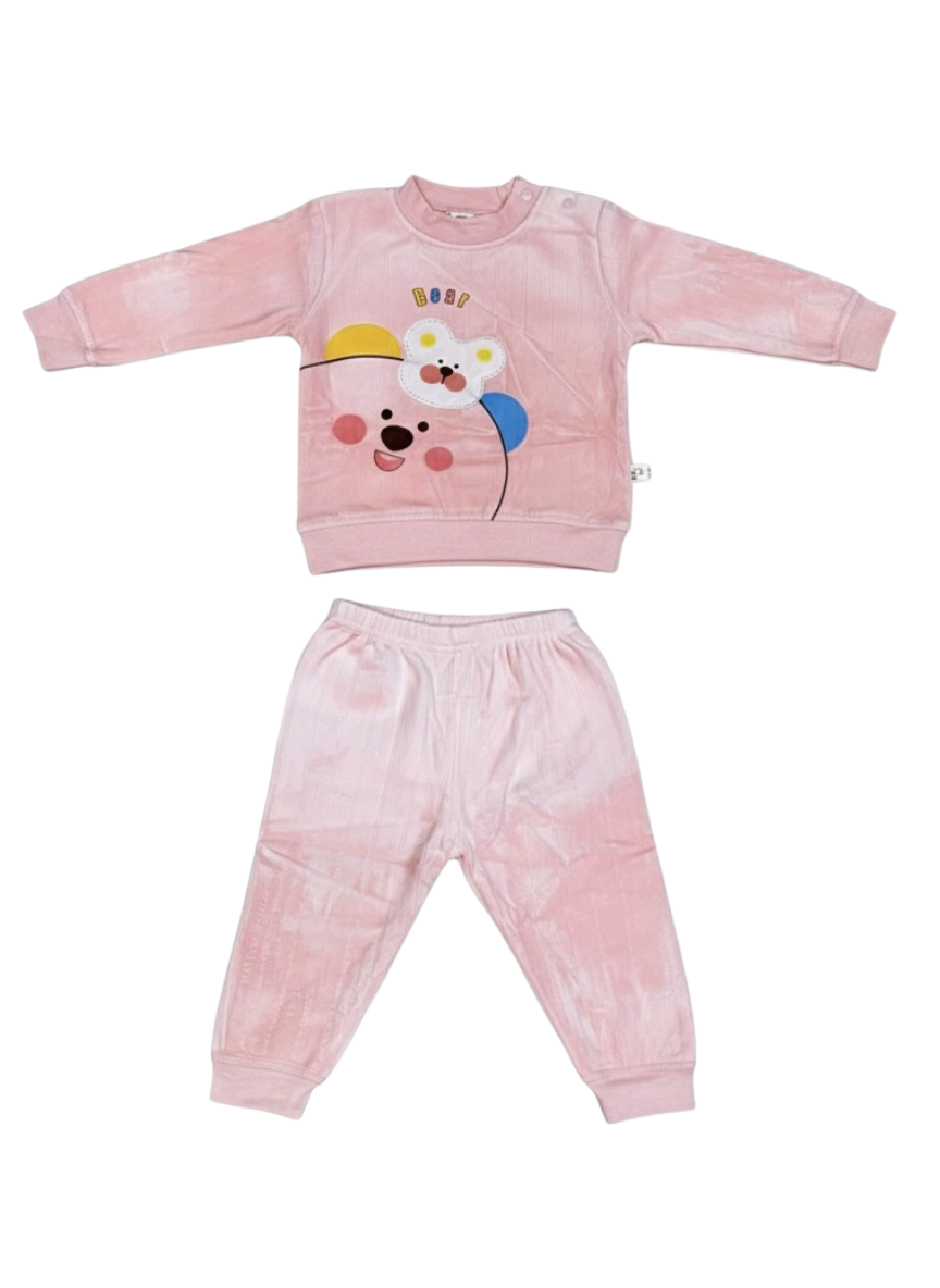 Light Pink Velvet Co-ord Set for Babies